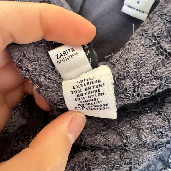 Diane Von Furstenberg Zarita Gray Lace Sheath Dress 3/4 Sleeves Womens Size 4 - Picture 8 of 14